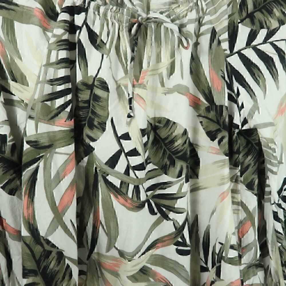 OLD NAVY WHITE & GREEN TROPICAL DESIGN ROUND NECK 3/4 SLEEVE COTTON TOP SIZE XS - Picture 8 of 8